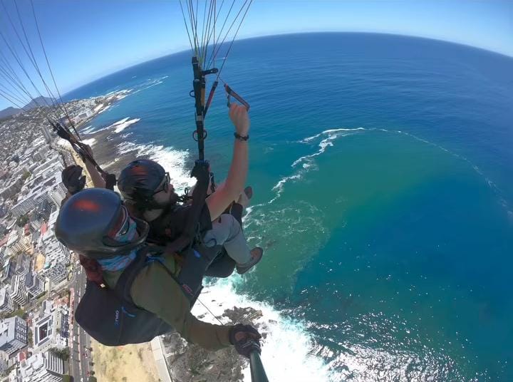 Aerial view of Cape Town from paraglider